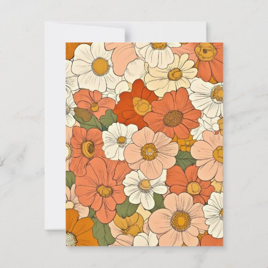 レトロオレンジフローラA6縦文房具カード ノートカード (裏面)