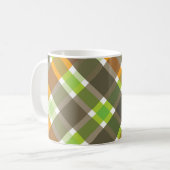 レトロオレンジブラウングリーンプレイドマグ コーヒーマグカップ (正面左)