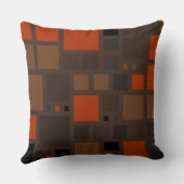 レトロオレンジブラウン正方形パターン クッション (裏面)