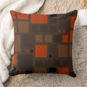 レトロオレンジブラウン正方形パターン クッション (ブランケット)