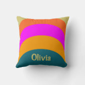 レトロオレンジブルーとマゼンタの名前文字テンプレート クッション (裏面)