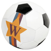 レトロオレンジブルーストライプアンドスターカスタムモノグラム サッカーボール (3/4)