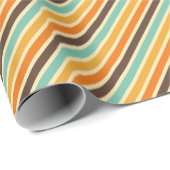 レトロオレンジブルーベージュブラウンストライプ秋パターン ラッピングペーパー (ロールコーナー)