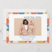 レトロオレンジブルーミッドセンチュリーモダン写真 案内状 (正面)