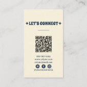 レトロオレンジブルーQRコードグルーヴィーフローラボホシック 名刺 (裏面)