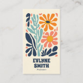 レトロオレンジブルーQRコードグルーヴィーフローラボホシック 名刺 (正面)