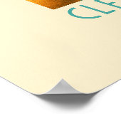 レトロオレンジブロッサムフルーツマーケットブルー ポスター (角)