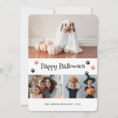 レトロオレンジポープリントペットフォトハロウィンカード シーズンカード (正面)