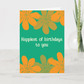 レトロオレンジマクシマリストの花 カード (正面)