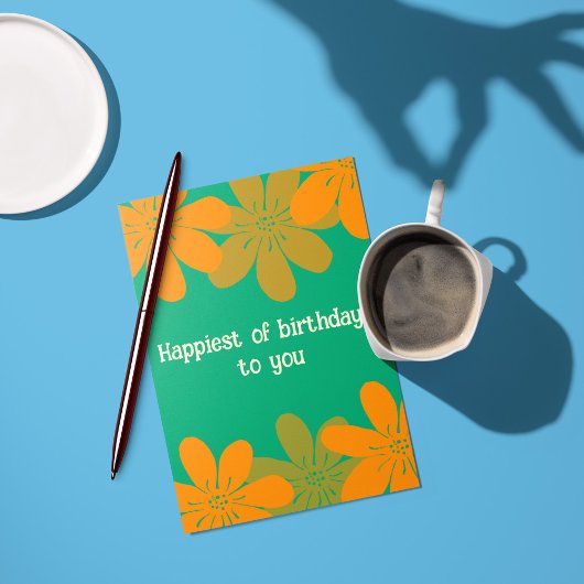 レトロオレンジマクシマリストの花 カード