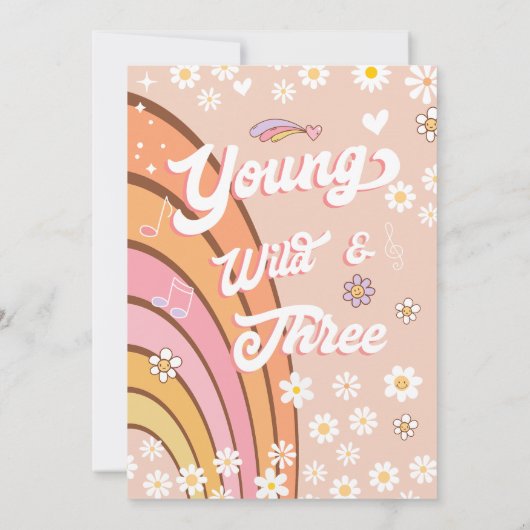 レトロオレンジヤングワイルドと3歳の誕生日 招待状 (裏面)