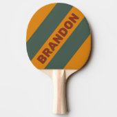 レトロオレンジラストはっきりしたストライプ（名前） 卓球ラケット (裏面)