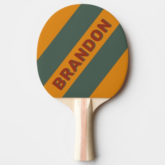 レトロオレンジラストはっきりしたストライプ（名前） 卓球ラケット (正面)