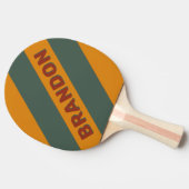 レトロオレンジラストはっきりしたストライプ（名前） 卓球ラケット (横)
