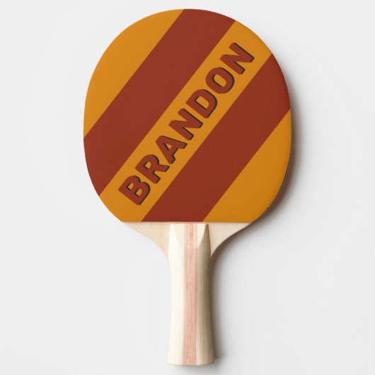 レトロオレンジラストはっきりした3ストライプ個の名前 卓球ラケット (正面)