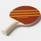 レトロオレンジラスト3ストライプ個（名前） 卓球ラケット (正面アングル)