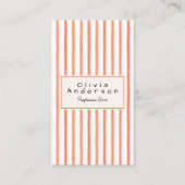 レトロオレンジレッドハンドドローストライプドトレンディーボホ 名刺 (正面)