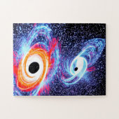 レトロオレンジレッドブルースターズスカイナイト宇宙 ジグソーパズル (横)
