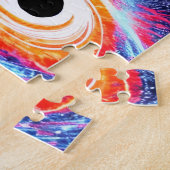 レトロオレンジレッドブルー銀河系スカイナイト宇宙 ジグソーパズル (側面)