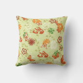 レトロオレンジレッド蝶フラワーズ装飾用クッション クッション (裏面)