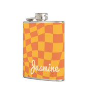 レトロオレンジワープ市松模様にボード名前をカスタムする フラスク (左)