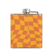 レトロオレンジワープ市松模様にボード名前をカスタムする フラスク (裏面)
