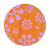 レトロオレンジ及びピンクフローラ裁断板 カッティングボード (正面)