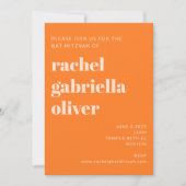 レトロオレンジ抽象芸術チェッカーボードバルミツワー 招待状 (正面)