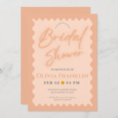 レトロオレンジ波夏ブライダルシャワー 招待状 (正面/裏面)