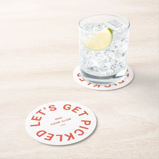 レトロオレンジ漬けクレストピックボール ラウンドペーパーコースター (インサイチュ)