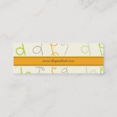 レトロオレンジ緑の落書きパターンプロファイルカード スキニー名刺 (裏面)