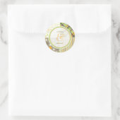 レトロオレンジ緑コンボ結婚パタンのステッカー ラウンドシール (バッグ)