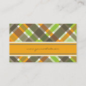 レトロオレンジ緑チェック格子模様モダン 名刺 (裏面)
