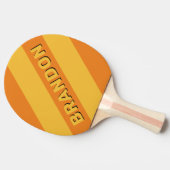 レトロオレンジ色のグルーブはっきりした3ストライプ個の名前 卓球ラケット (横)