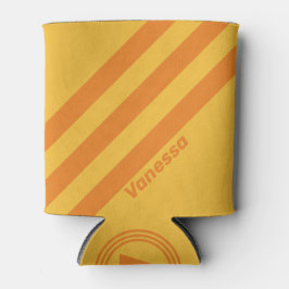 レトロオレンジ色のグルーブストライプ3個の名前 缶クーラー