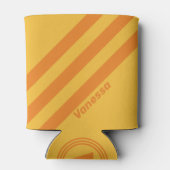 レトロオレンジ色のグルーブストライプ3個の名前 缶クーラー (裏面)