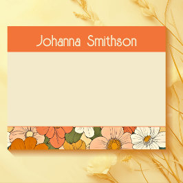 レトロオレンジ色のグルーブフローララージメモ帳 ノートパッド