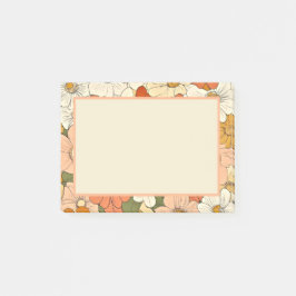 レトロオレンジ色のグルーブフローラ4x3 Post-Itノート ポストイット