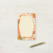 レトロオレンジ色のグルーブフローラ4x6ポストイットノート ポストイット (デスク上)