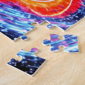 レトロオレンジ色のブルーピンクの夜のアウター風景 ジグソーパズル (側面)