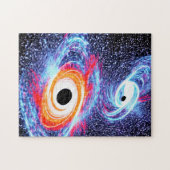 レトロオレンジ色のブルーピンクの夜のアウター風景 ジグソーパズル (横)