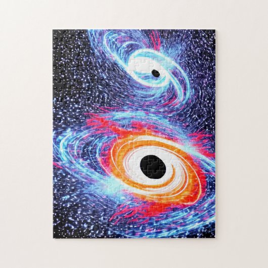 レトロオレンジ色のブルーピンクの夜のアウター風景 ジグソーパズル (縦)