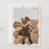 レトロオレンジ色の手図解入りの、写真付きの描き結婚写真 招待状 (裏面)