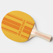 レトロオレンジ色の溝ストライプボード名 卓球ラケット (横)