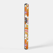 レトロオレンジ色の花iPhoneケース iPhone 15ケース (右側面)