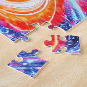 レトロオレンジ色の赤と青の銀河系の宇宙空間 ジグソーパズル (側面)