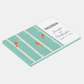 レトロオレンジ色の鳥が樺の木に座るイラスト ゲストブック (コーナー)