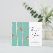 レトロオレンジ色の鳥が樺の木に感謝 ポストカード (スタンド正面)