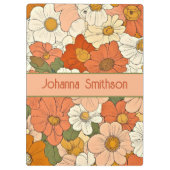 レトロオレンジ色のGrooveフローラクリップボード クリップボード (裏面)