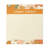 レトロオレンジ色のGrooveフローラメモ帳 ノートパッド (正面)